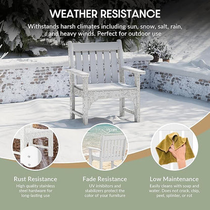 WestinTrends Malibu Outdoor Patio HDPE Adirondack Dining Arm Chair, White