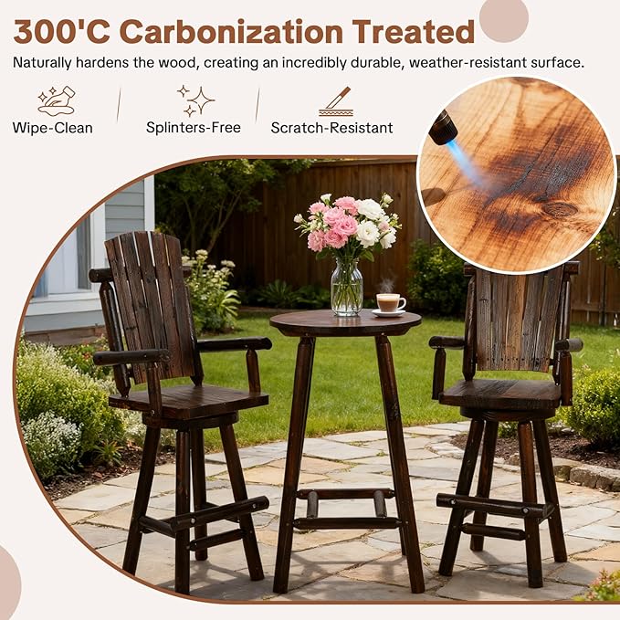 HOMEDIARY 3 Piece Outdoor Bar Set - Photo 8