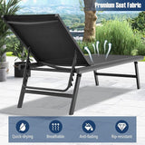 Tangkula 3 Piece Patio Chaise Lounge Set, Aluminum Patio Recliner with Coffee Table, 6-Level Backrest Adjustment - Photo 8
