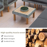 Quarte 9-Piece Patio Rattan Furniture Set, Outdoor Wicker Conversation Set with Coffee Table - Photo 4