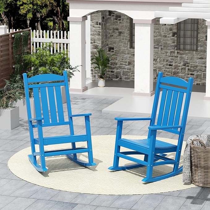 WO WESTIN OUTDOOR HDPE Laguna Classic Porch Rocking Chair (Set of 2), Pacific Blue