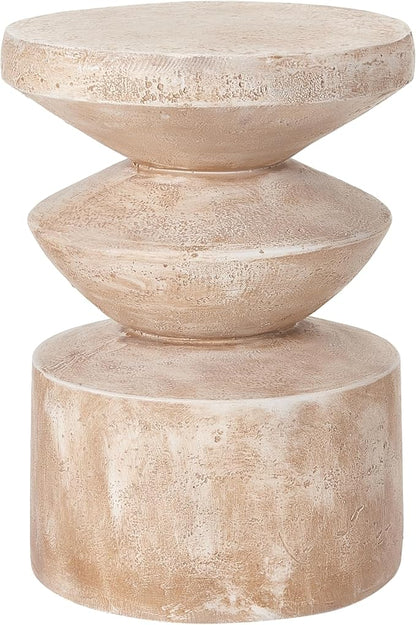 Christopher Knight Home Galvin 20"H Lightweight Concrete Outdoor Side Table, Patio End Table with 3-layer Wave Structure, MGO Outdoor Coffee Table, No Assembly Garden Plant Stand Indoor, Antique Brown