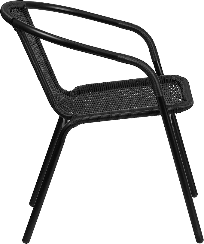 EMMA + OLIVER Set of 4 Modern Rattan Indoor/Outdoor Stack Chairs - Photo 9