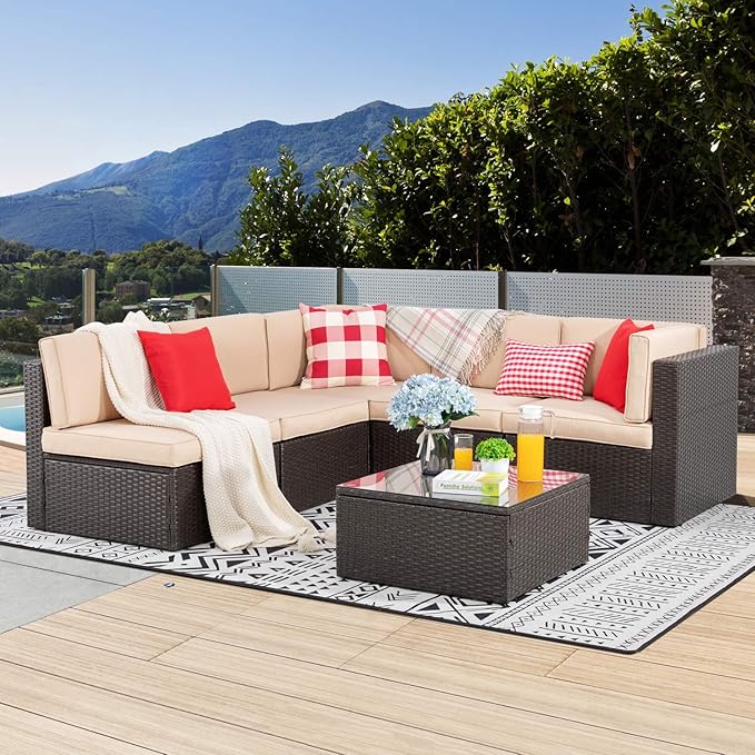 Vongrasig 6 Piece Patio Furniture Set, Small Outdoor Sectional Sofa Couch - Photo 2