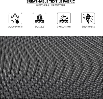 MoNiBloom Outdoor Chaise Lounge Set of 3, Black Aluminum Frame Adjustable Lounge Chairs with Folding Side Table, Breathable All Weather Wavy Sun Lounger for Reading and Sunbathing, 350 Lbs Capacity