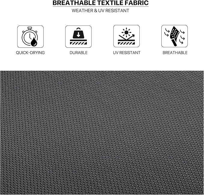 MoNiBloom Outdoor Black Lounge Chairs Set of 2, 5 Levels Adjustable Backrest Pool Lounge Chairs Breathable All Weather Metal Frame Sunbathing Recliner for Patio, Beach, Yard, Pool, 350 Lbs Capacity