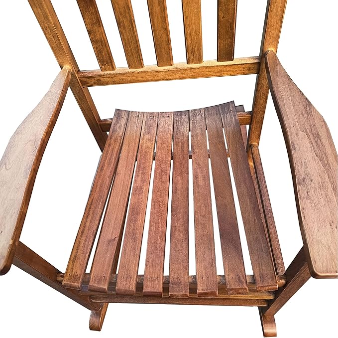 Kaimei Brown Solid Wood Rocking Chair for Balcony, Porch, Patio - Comfortable Outdoor Patio Furniture