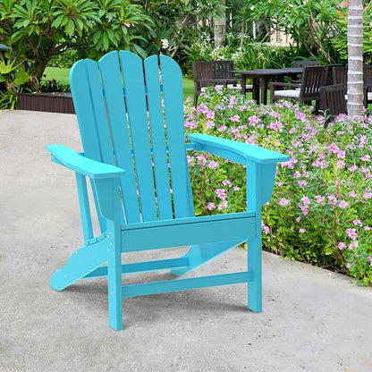 Adirondack Chair for Patio Deck Garden Plastic Adirondack Chair, Fire Pit Chair, Looks Exactly Like Real Wood, Widely Used in Outdoor, Deck, Outside, Garden, Campfire Chairs (Blue