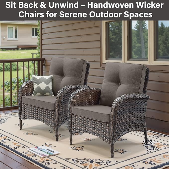 Belord Patio Club Chair Wicker Chairs - Outdoor High Back Chair Set of 2 Patio Furniture Set Rattan Seating with - Photo 8