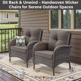 Belord Patio Club Chair Wicker Chairs - Outdoor High Back Chair Set of 2 Patio Furniture Set Rattan Seating with - Photo 8