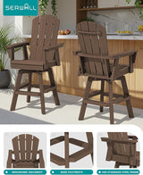 SERWALL Swivel Adirondack Barstools Set of 2, HDPE Outdoor Swivel Bar Chairs Set of 2 for Patio, Poolside, Garden - Photo 4