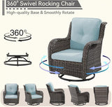 6 Piece Outdoor Wicker Patio Furniture Set, Outdoor Swivel Rocker Patio Chairs Set with Thickened Olefin Cushions - Photo 4