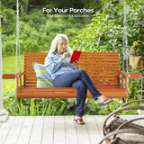VINGLI XL Size Patio Wooden Porch Swing Outdoor with Cup Holders & Phone Slots - Photo 5