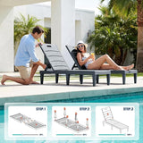 Devoko Outdoor Chaise Lounge Chair Set of 2 with 5-Position Adjustable Back - Photo 6