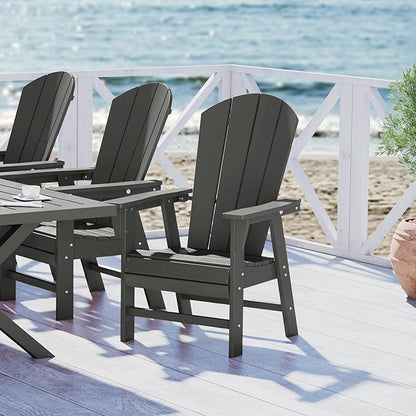 WestinTrends Malibu Outdoor Patio HDPE Plastic Adirondack Dining Chair Gray