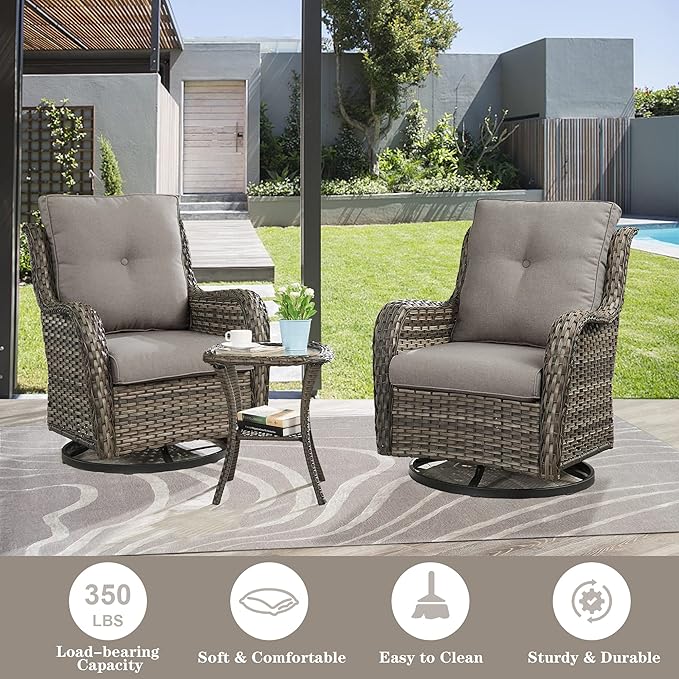 Belord 8 Piece Wicker Patio Furniture Set, Outdoor Swivel Rocker Chairs Set of 2 with Ottomans and Sectional Couch - Photo 4