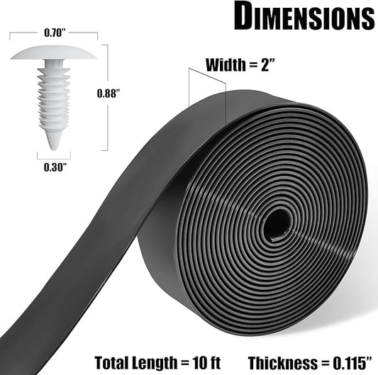 Vinyl Straps for Patio Chair Repair Kit 2'' Wide 10 Ft Long Replacement Straps + 10 Free Rivets for Outdoor Lawn Furniture Chaise Lounge Repair (Black)