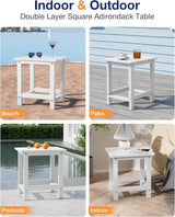 YEFU Outdoor Side Table for Patio: 16" HIPS Weather - Resistant Adirondack Tables - Waterproof Small Square End Tables - Photo 7