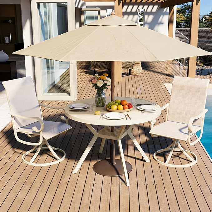 Patio Swivel Chairs Set of 2, Outdoor Dining Chairs with High Back - Photo 2