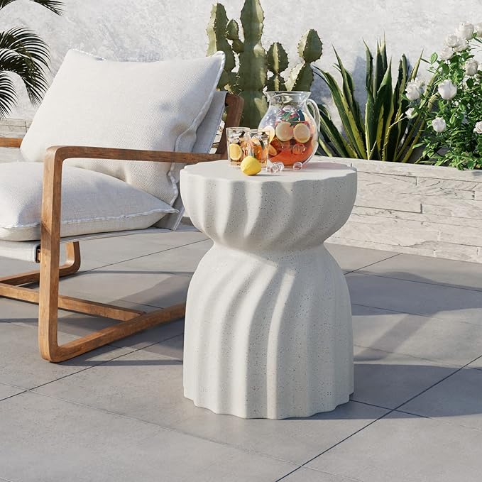 COSIEST Outdoor Side Table, Concrete Contemporary Lightweight Accent Table, Patio Side Tables End Table - Photo 4