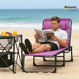 Outsunny Folding Chaise Lounge Chair, Patio Sun Tanning Chair, Outdoor Chaise Lounger with 4-Position Reclining Back - Photo 2