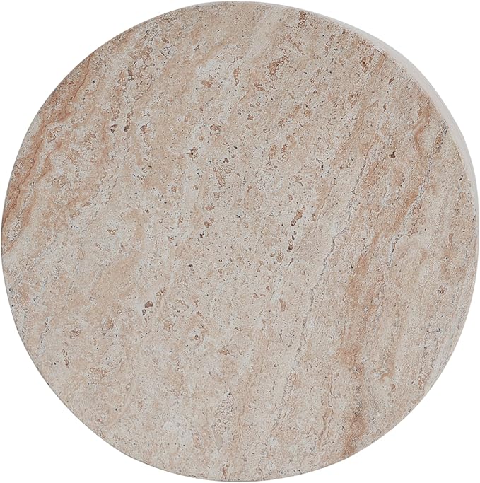 Christopher Knight Home Jaym 18.5" H Indoor Outdoor Accent Side Table, Patio Decorative End Table, Round Lightweight Concrete Garden Stool for Patio Balcony & Garden Decor, Travertine