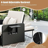 COSTWAY Patio Rattan Daybed with Cushions, Outdoor Wicker Loveseat Sofa with Storage Ottoman - Photo 4