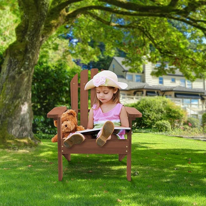 Casafield Children's Adirondack Chairs, Set of 4 Cedar Wood Outdoor Kid's Chairs for Patio, Deck, Lawn and Garden, Partially Pre-Assembled - Espresso