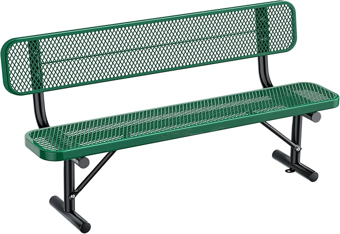Ceridwen Outdoor Benches Heavy Duty Steel Frame Park Bench with Backrest Bench,Park Bench Steel Mesh Outdoor Bench for Garden,Weatherproof Outdoor Bench for Garden (Green, 6FT)