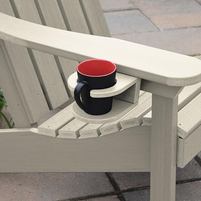 Highwood AD-KITCLAS4-WAE Classic Wesport Adirondack Chair with Ottoman and Cup Holder, Whitewash