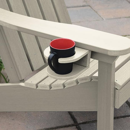 Highwood AD-KITCLAS4-WAE Classic Wesport Adirondack Chair with Ottoman and Cup Holder, Whitewash