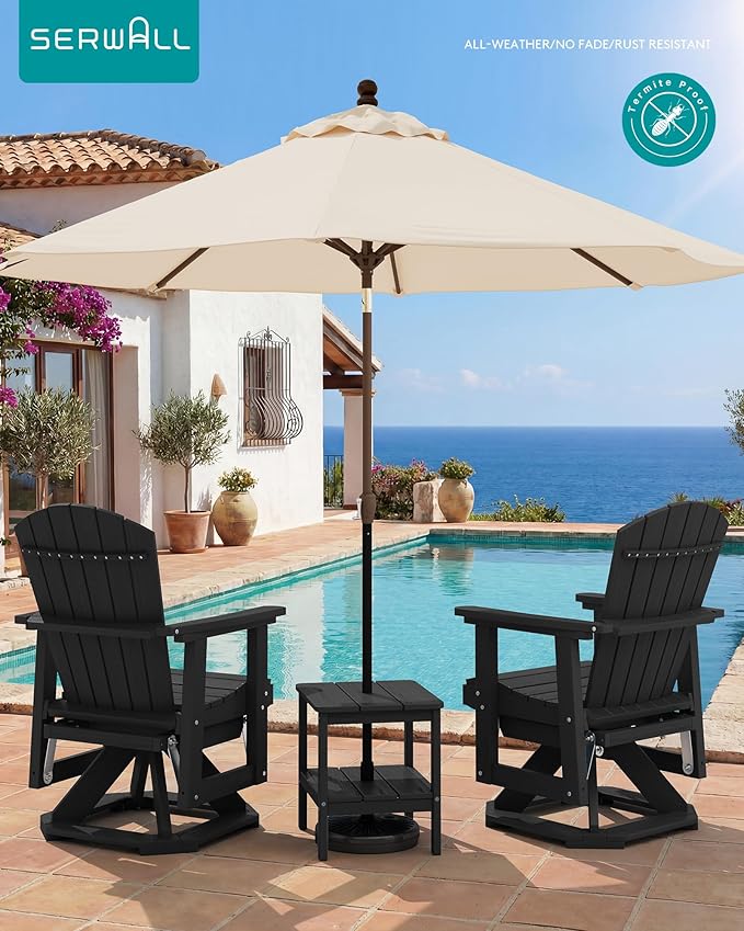 SERWALL Adirondack Swivel Glider, HDPE Glider Set of 4 for Outdoor, All-Weather Glider Rocking Chair for Porch, Balcony - Photo 2