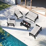 SERWALL HDPE Patio Furniture Set, 5 Piece All Weather Wood-Like Sectional Outdoor Furniture Set - Photo 9