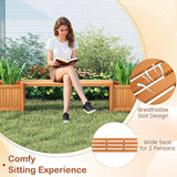 2-in-1 Outdoor Planter Box with Bench, Outdoor Bench with 2 Raised Garden Beds, Open-Ended Base Planter Box - Photo 6
