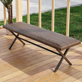 COOS BAY Echo Vibe Outdoor Bench Weatherproof, Wicker Patio Bench, Patio Dining Furniture Set, Brown - Photo 1