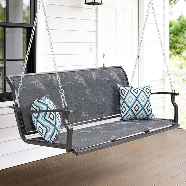 Heavy Duty Porch Swing Outdoor, 900LBS Capacity Textilene Hanging Bench Swing Chair with Extended Chains - Photo 1