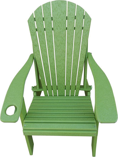 Furniture Barn USA Poly Folding Adirondack Chair with Smart Phone Holder, Tropical Lime Green