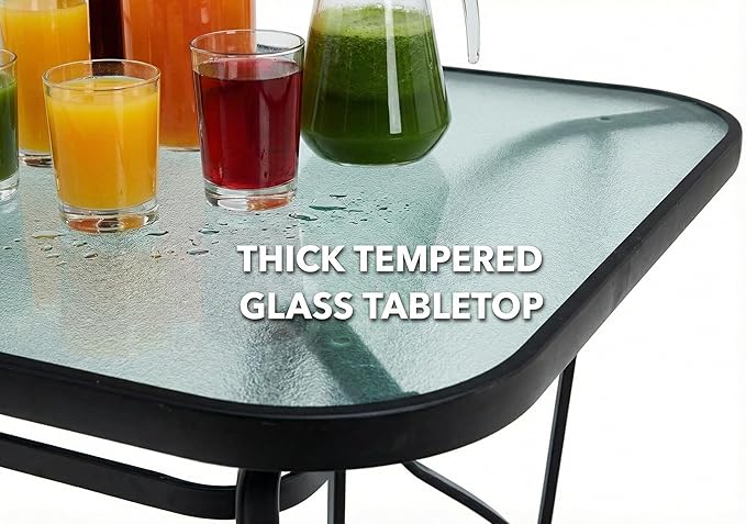 Tangkula 55" Patio Dining Table for 6, Rectangle Outdoor Dining Table with Tempered Glass Tabletop - Photo 7