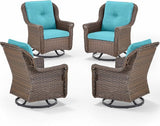 Patio Chairs Outdoor Swivel Glider - Set of 4 High Back Outside Brown Wicker Rattan Rocking Chair with Thick Cushion - Photo 1