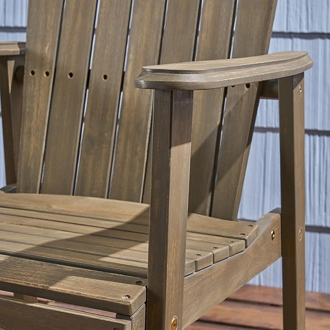 Harper & Bright Designs Outdoor Weather Resistant Acacia Wood Adirondack Dining Chairs (Set of 2), Grey Finish