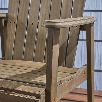 Harper & Bright Designs Outdoor Weather Resistant Acacia Wood Adirondack Dining Chairs (Set of 2), Grey Finish