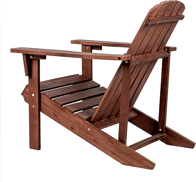 Eyely PTA1002C Amelia Outdoor Patio Traditional Acacia Wood Adirondack Chair, Dark Brown for Traditional, Coastal, Country, Cottage, Farmhouse, Rustic