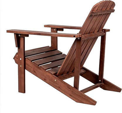 Eyely PTA1002C Amelia Outdoor Patio Traditional Acacia Wood Adirondack Chair, Dark Brown for Traditional, Coastal, Country, Cottage, Farmhouse, Rustic