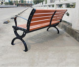 150cm Garden Park Bench with Backrest and Armrest Plastic Wood Garden Bench Porch Chair Weather-Resistant Square Chair - Photo 4