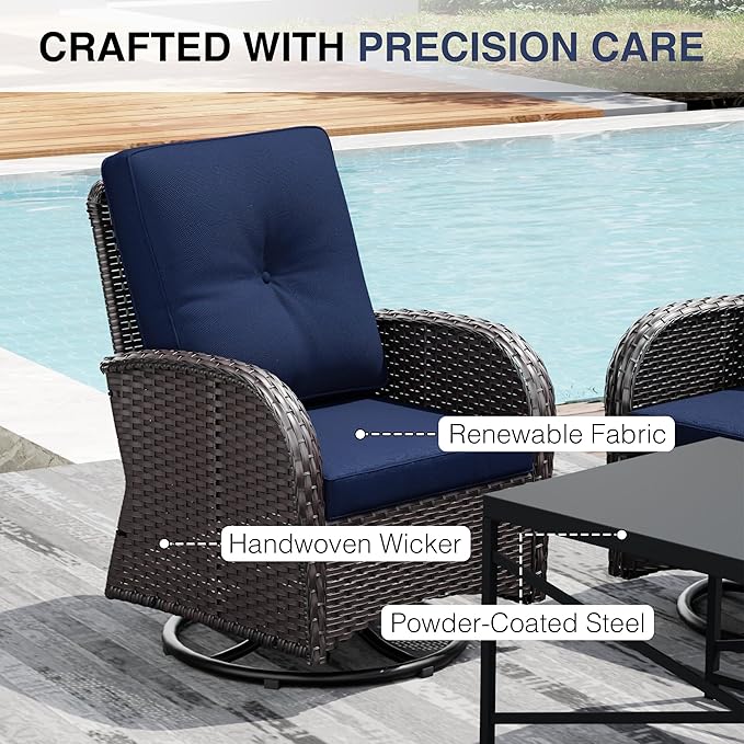 Joyside Wicker Patio Furniture Set, 5 Piece Outdoor Furniture Set with Thickened Cushions, High Back, Deep Seating - Photo 5