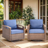 Luxury Outdoor Swivel Rocker Patio Chairs Set of 2 - Heavy Duty Metal Handrail All Weather Wicker Glider Chairs Set - Photo 1