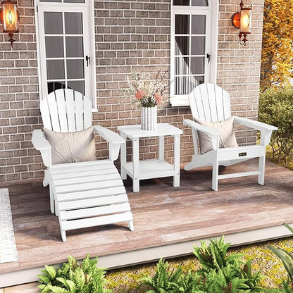 SERWALL Adirondack Chair - Traditional Adirondack Chairs HIPS Outdoor Chairs Weather Resistant- White