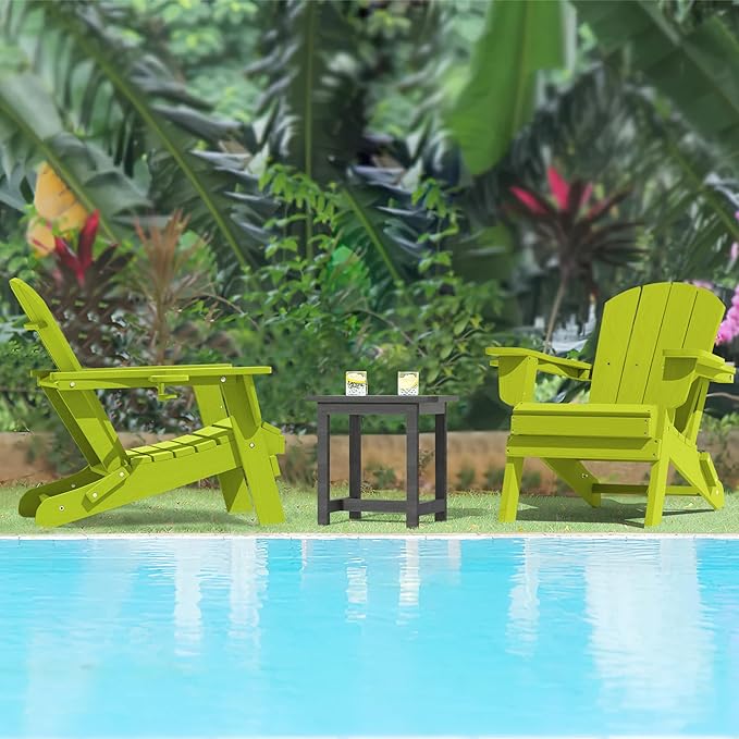 LOUNZY Folding Adirondack Chair Set of 2, Lime