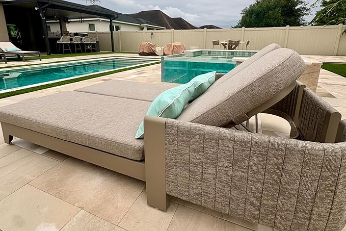 PURPLE LEAF Outdoor Chaise Lounge Chairs with Cushion 2-Person Sunbed Lounge Adjustable Backrest Reclining Chairs for - Photo 2