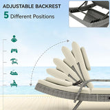 YITAHOME Wicker Chaise Lounge Outdoor, Rattan Pool Lounge Chair Reclining Chaise Lounge Set w/Pull-Out Desktop - Photo 6